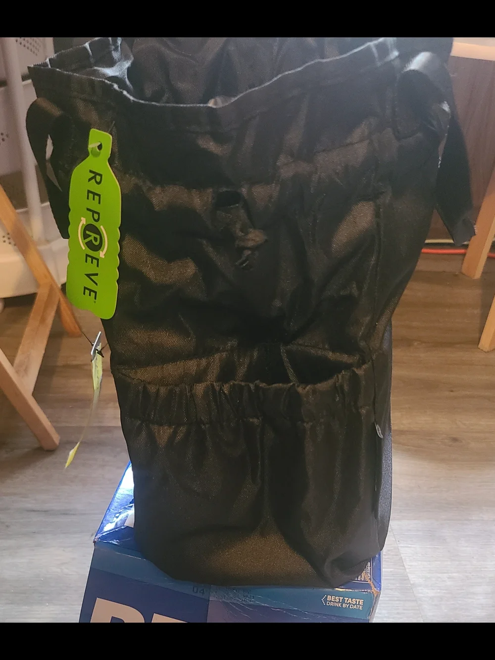 Tybee Island Georgia Black Drawstring Insulated Cooler Bag with Lighthouse
